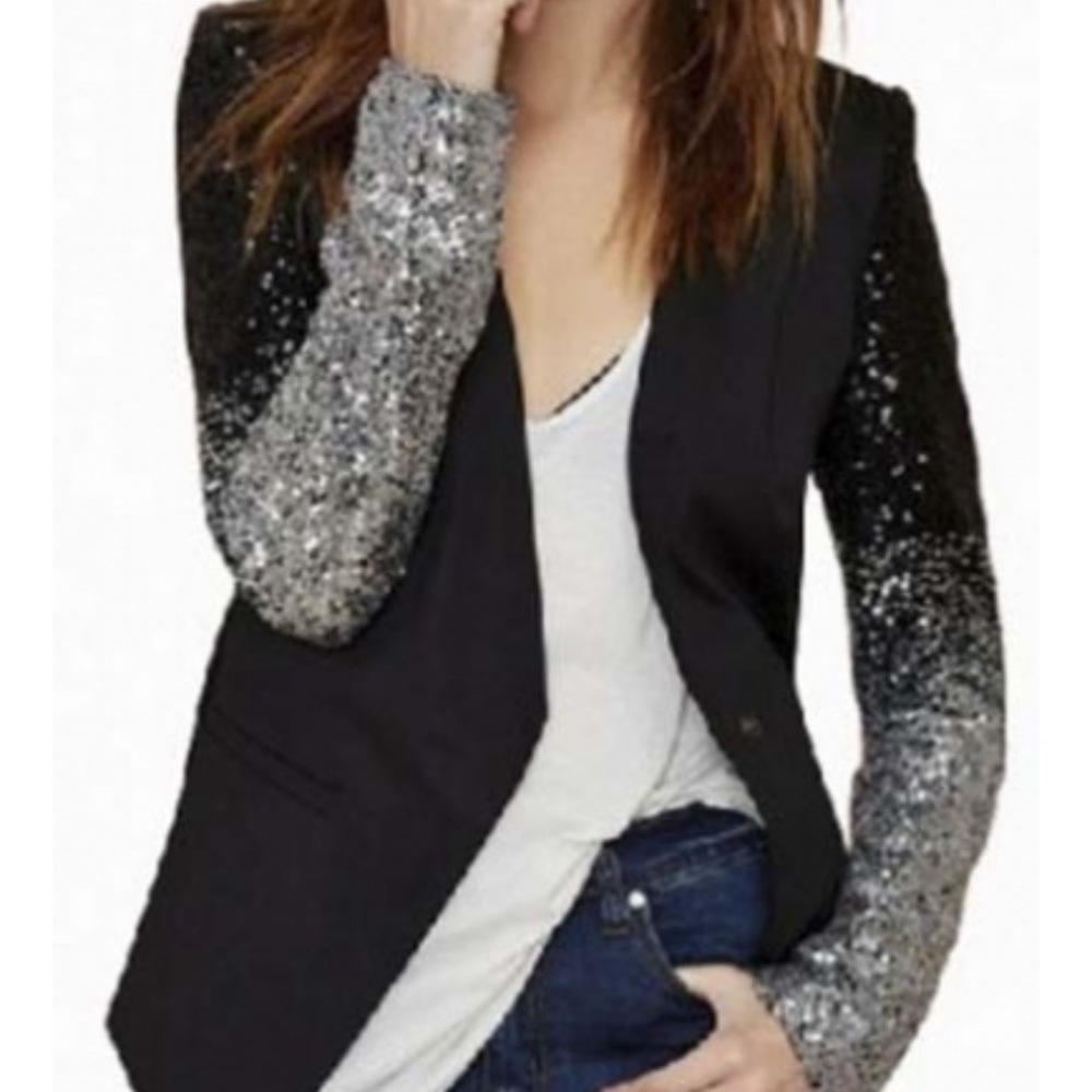 Black blazer sequin ombré sleeves